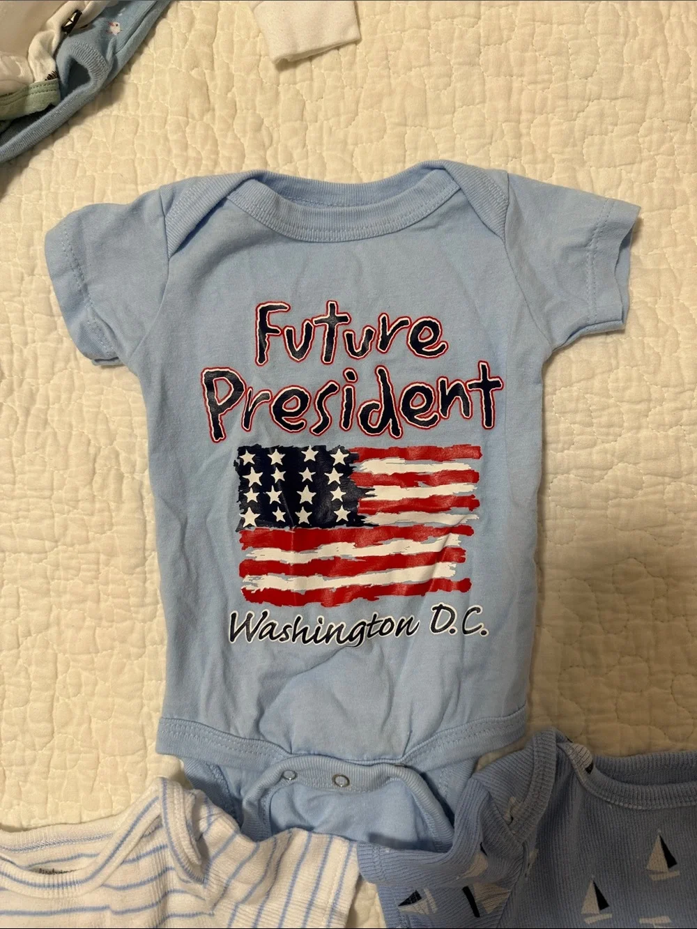 3 pack Blue 'Future President' Baby One-Piece Bodysuit - Washington D.C.